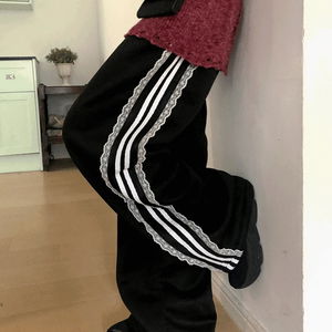 トン裏起毛レーストラックスウェットパンツ