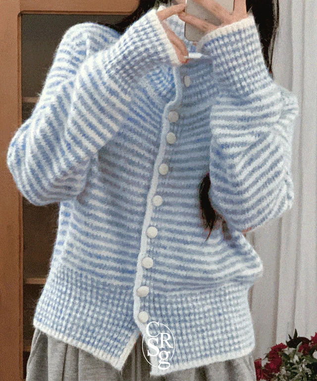 Ready Color Blocking Striped Knitwear Cardigan