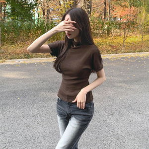 고급진 무드 반목 쫀쫀 스판 슬림핏 반팔 티셔츠