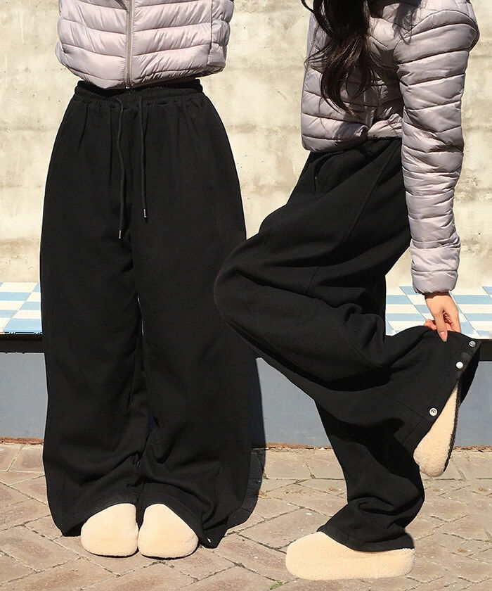 Cran Fleece-lined button wide pants 長褲
