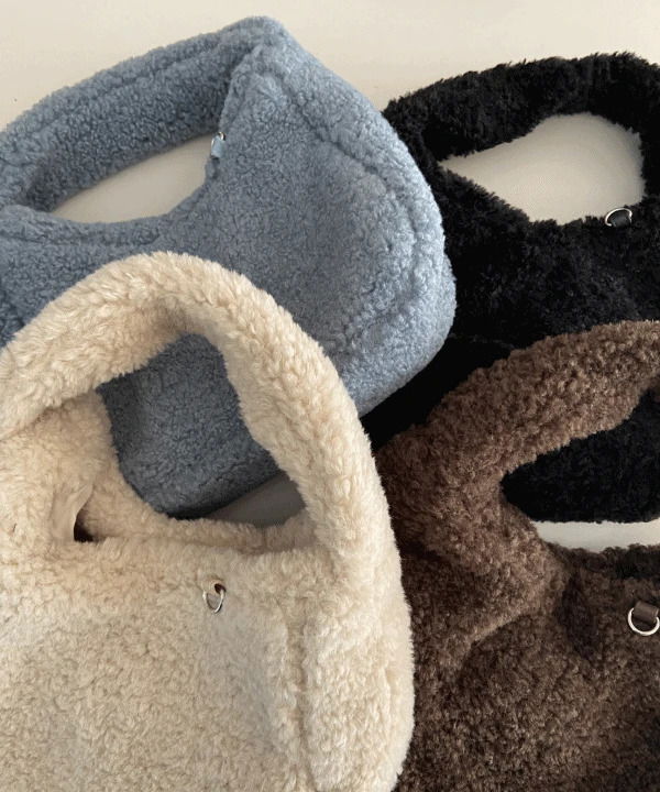 로히 뽀글이 겨울 토트백 손가방 여행 보조가방 4 color