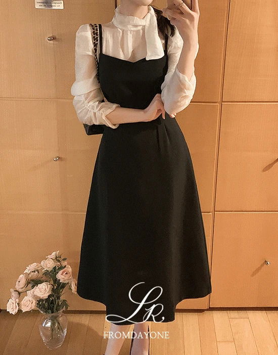 Made)로우어 핀턱 뷔스티에 롱원피스