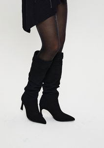 Suede shirring boots