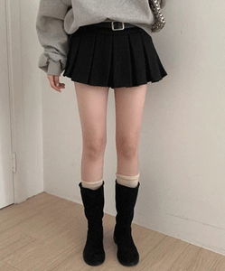 다모즈 플리츠 벨트 팬츠스커트