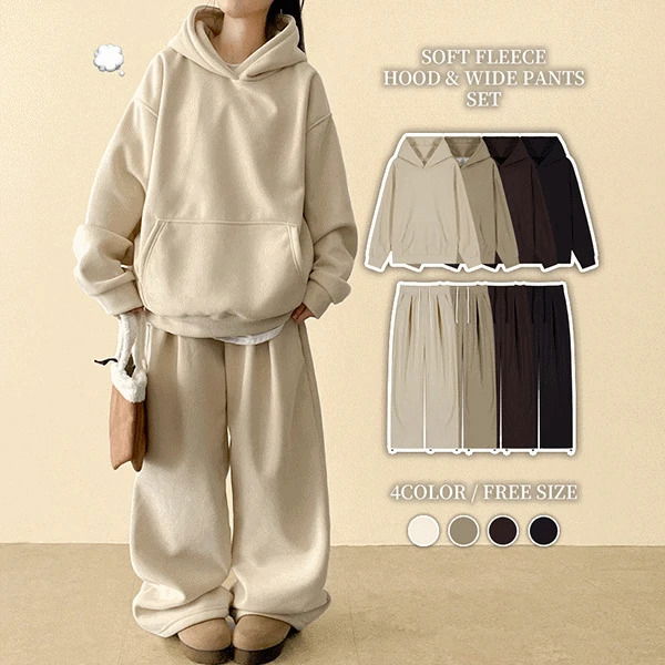 론프 골덴후드 밴딩와이드팬츠 세트 셋업 (4color)