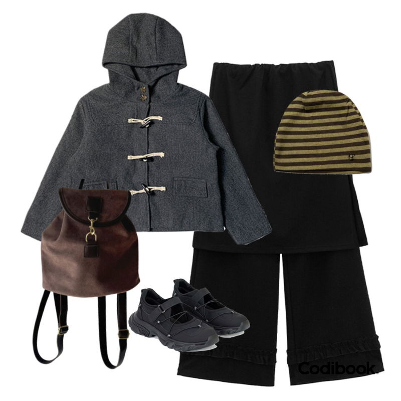 Qnigirls 설드#버클스웨이드백팩,FloridaStudio 케직 벨크로 트레일슈즈 FL1725,SOMEPLACE 심볼 로고 포인트 스트라이프 비니_2COLOR등을 매치한 코디