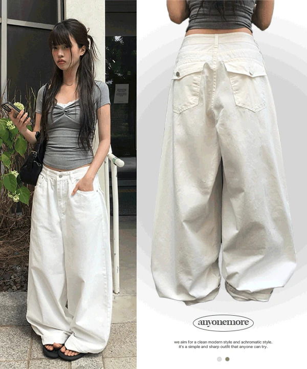 알로 썸머 백포켓 코튼 와이드 팬츠 (2color)