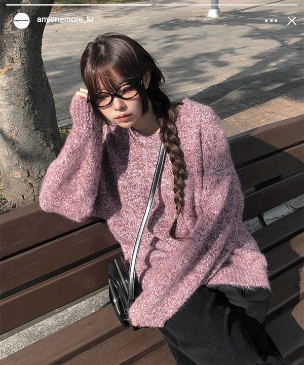 基本款圓領寬鬆厚實針織上衣