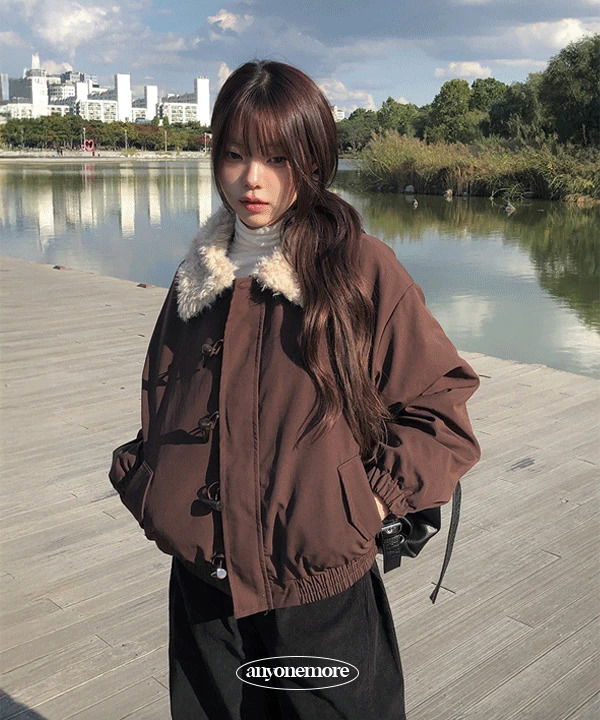 毛毛翻領絎縫鋪棉外套 (人氣商品配送延遲)