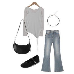 데님,긴팔티,슬리브리스 코디