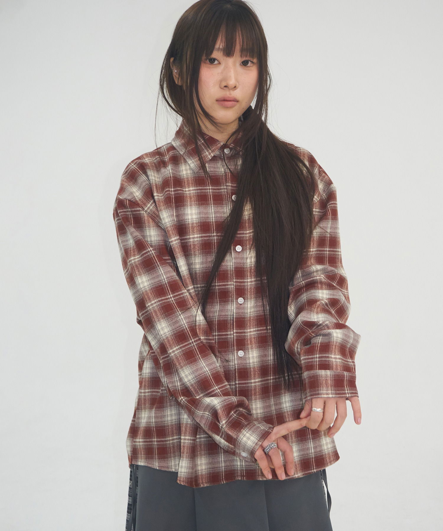 Basic Pocket Modern Daily Winter Overfit Tartan Check Shirt_3COLOR