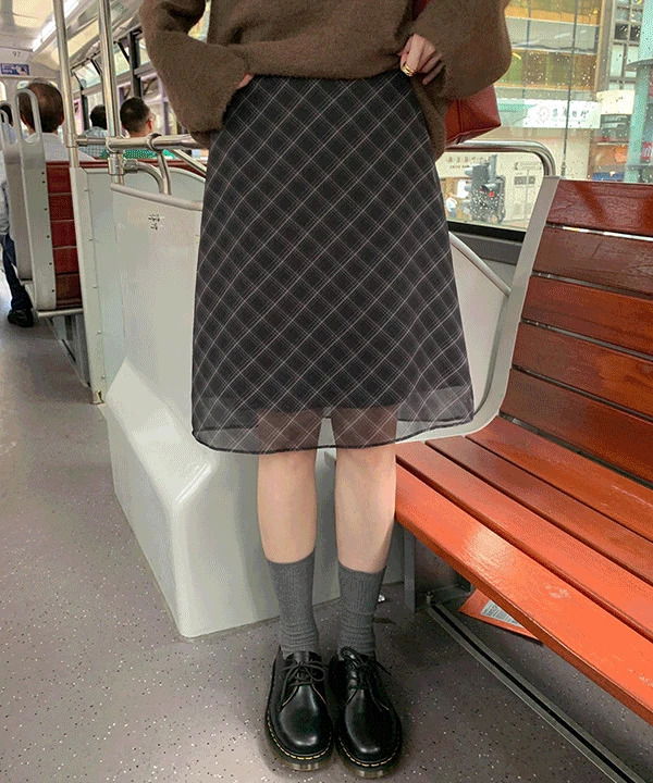 Laevin A-line midi check skirt - 3 colors