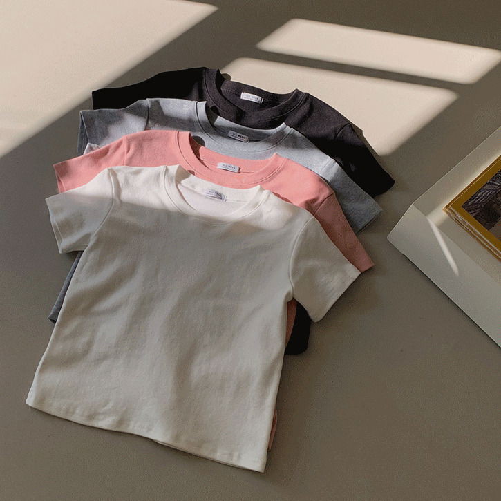 素色落肩短袖T恤