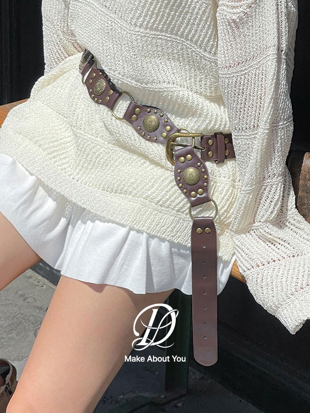 빅사이즈 S-5XL 보헤 볼드 빈티지 와이드 웨스턴 벨트