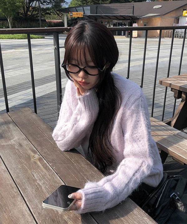 달린 울 꽈배기 라운드 니트 (3color)