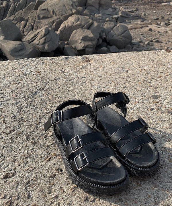 high heeled two-buckle sandals