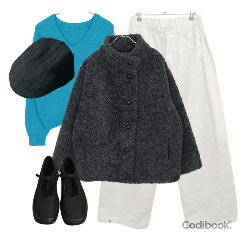 haengzassi 스카릿 트위드 헌팅캡 (2 color),DUGGY 사피아노 더비 메리제인 (2color),ccomeng 색감.핏보장밤비코튼면사이드스냅핀턱와이드롱팬츠(4color)등을 매치한 코디