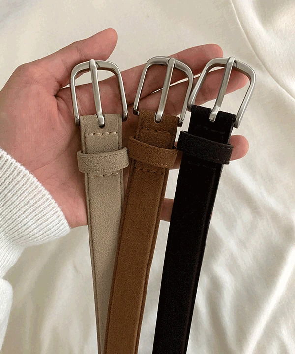 無光仿麂皮細版皮帶