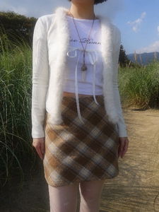 HIGHTEEN WOOL CHECK MINI SKIRT