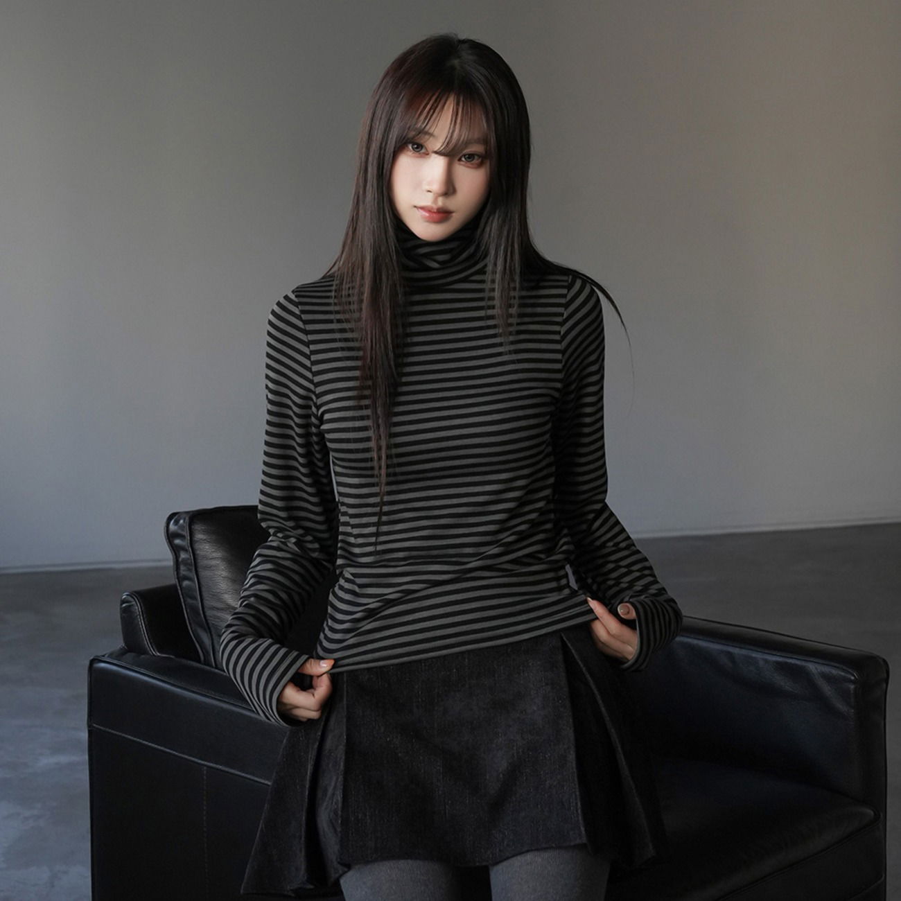Telang Stripe Turtleneck T-Shirt 长袖上衣