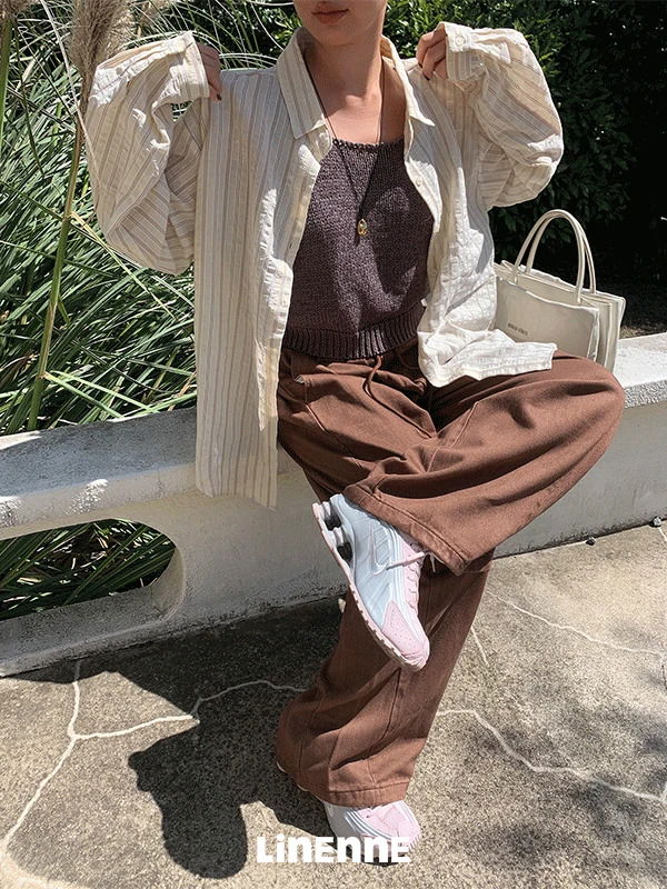 oatmeal over stripe shirt