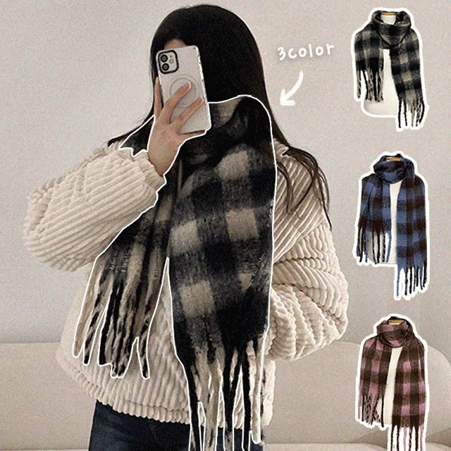 Bodle Check Scarf Winter Gobang Muffler 3 Colors