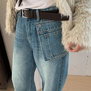 인트 소가죽 스퀘어 벨트