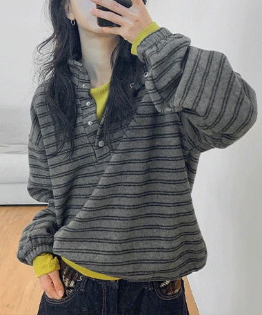 Beary Stripe Fleece Half-Zip Sweatshirt