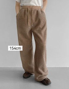 Fleece-lined Bear Banding Fleece Straight Pants