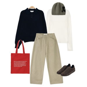 긴팔티,니트,모자 코디