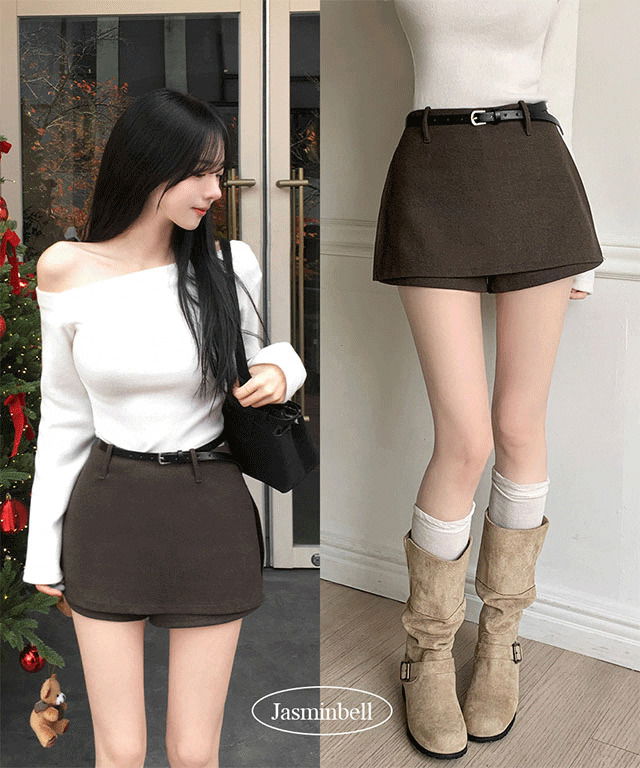 Mod Belt Set Side Team Wool Skirt