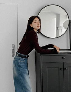 寬鬆半高領絨毛彈性長袖上衣