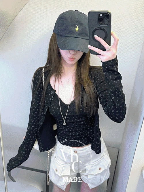 Lace Slim Fit Floral Sleeveless Cardigan Set T#YW1362