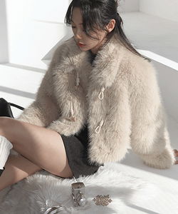 Prell Crop Collar Fur Toggle Button Jacket