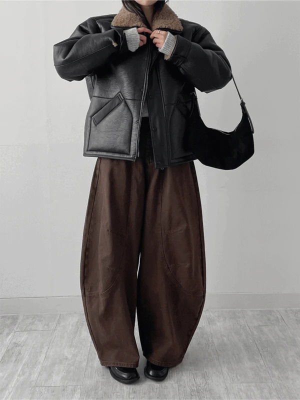 Amelie Leather Overfit Shearling 夹克