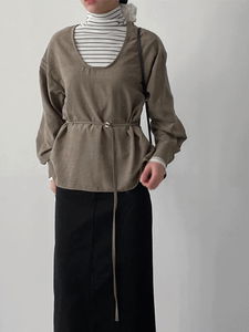 Suede belted Loose-fit blouse