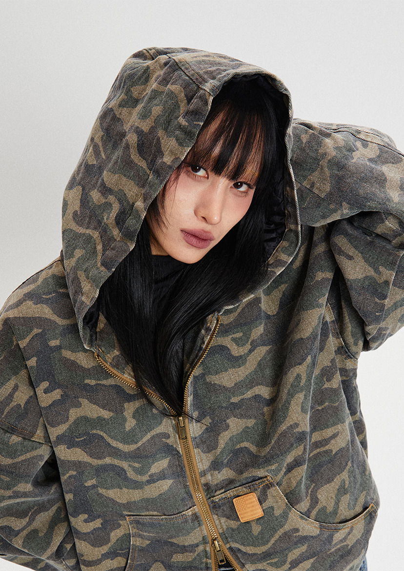 Camo Painted Hooded Zip-Up 拉鍊外套