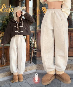 따뜻 기모 조거 와이드 트레이닝 팬츠