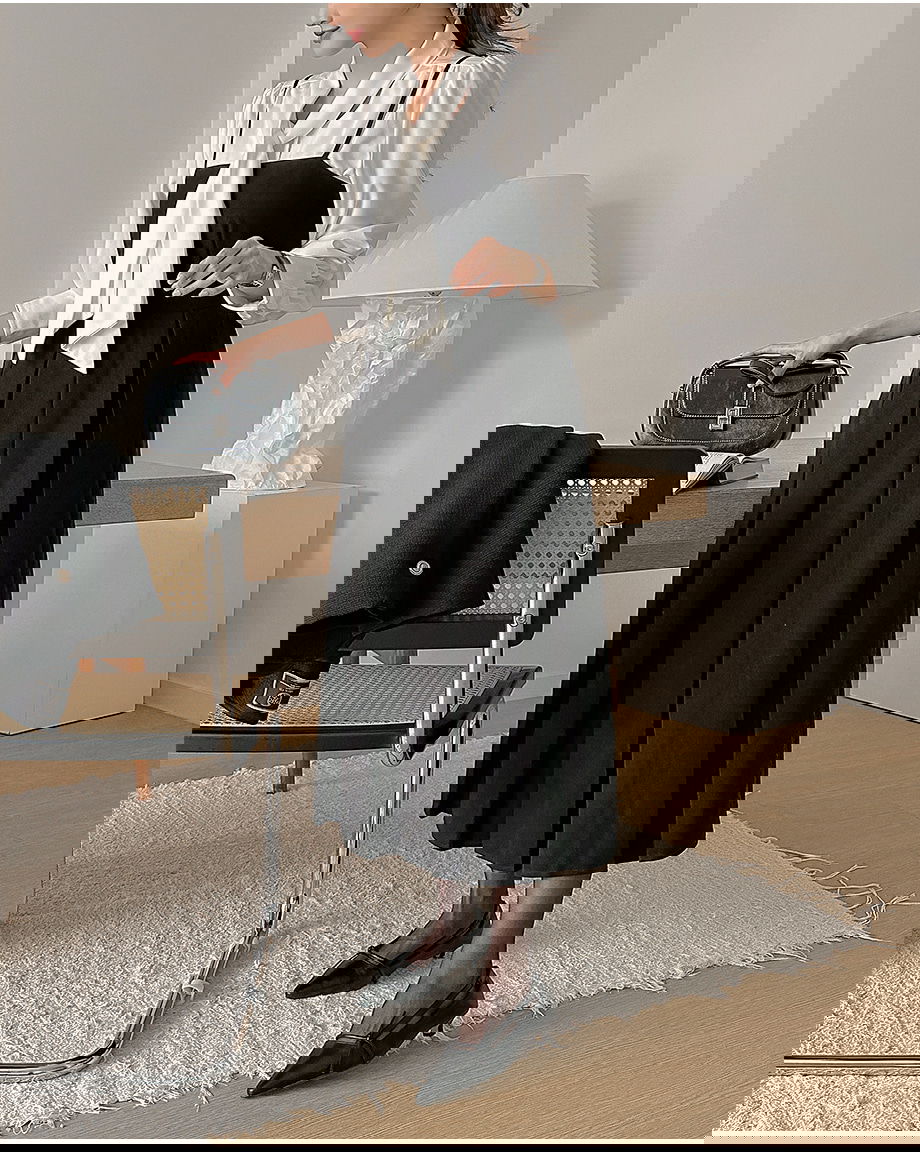 리리앤코 (끈조절) 포레스니 뷔스티에 플리츠 롱 원피스