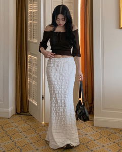 Low-rise mermaid maxi cancan skirt