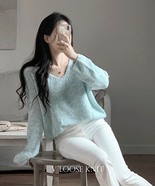 포근 울 브이 루즈 니트