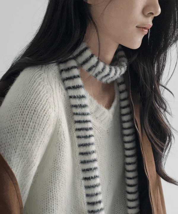 메인스 스트라이프 슬림 머플러