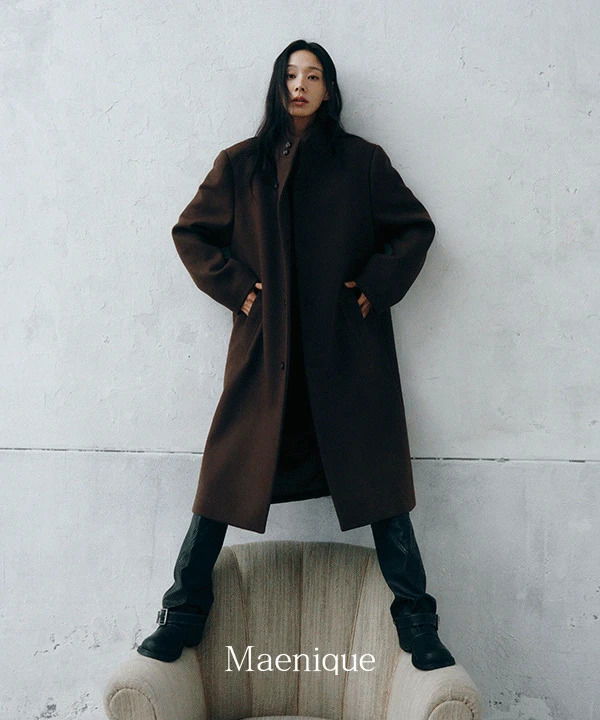 Camille High Neck Standard Wool Long Coat