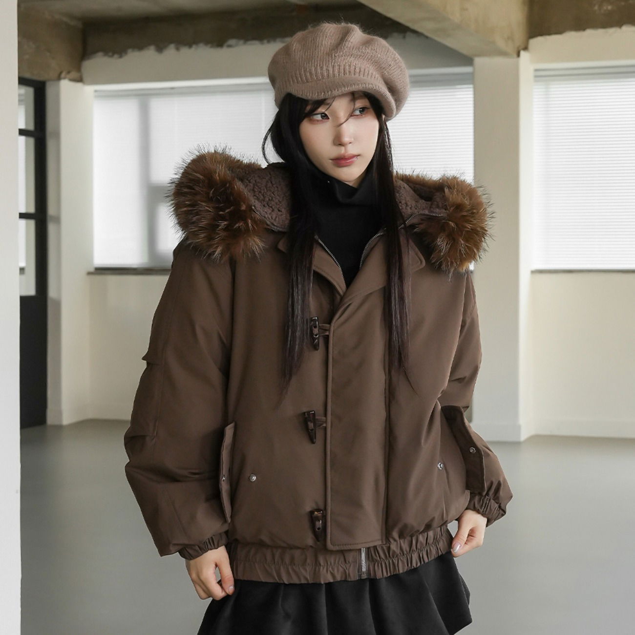 ホーレンダッフル付きフードジャケット