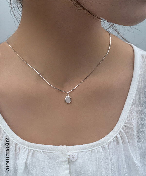 Aya Silver Glossy Raw Stone Necklace Necklace