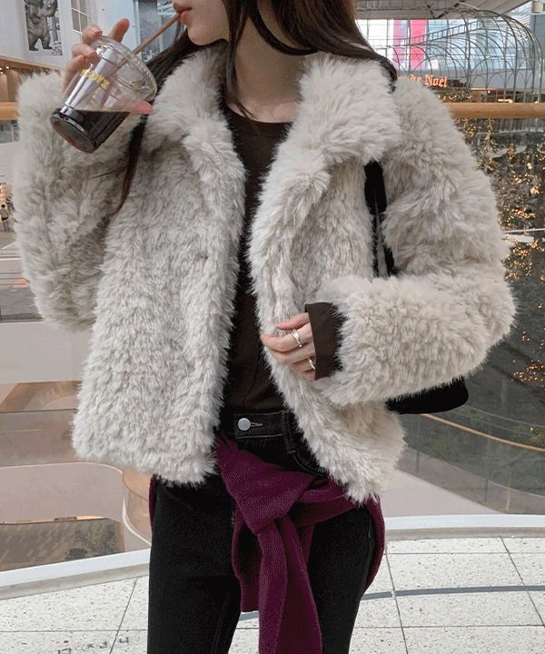 Harin Button Fur Short Jacket - 2 Colors 夹克