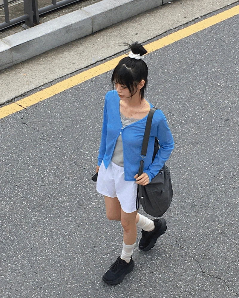 Yuju two-button linen mid-season long-sleeved cardigan