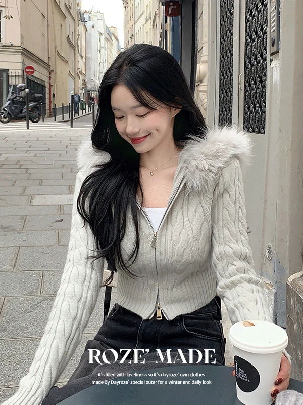 Real Fox Angel Fur Hooded Zip-Up