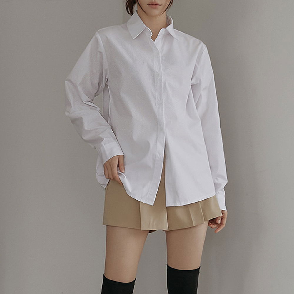 質感簡約 素面挺版棉質襯衫(6色)