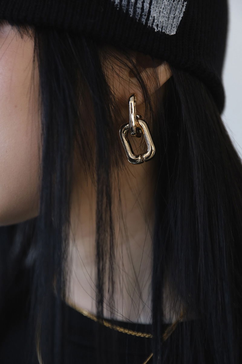 方形雙層垂墜耳環